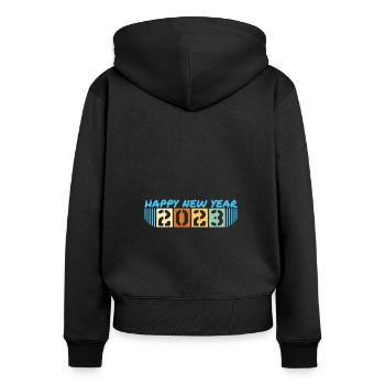 Happy New Year 2023 New Year's Eve Christmas - Women's Premium Organic Zip Hoodie - black - Back - Julia (174cm)