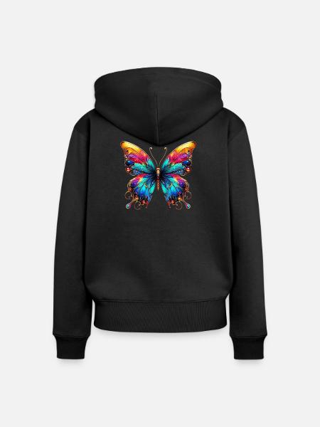 Schmetterling - Frauen Premium Bio Zip Hoodie - Schwarz