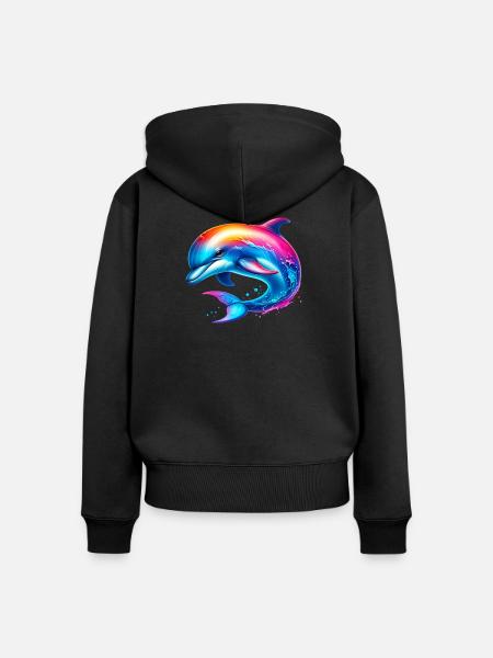 Delfin - Frauen Premium Bio Zip Hoodie - Schwarz