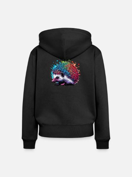 Igel - Frauen Premium Bio Zip Hoodie - Schwarz