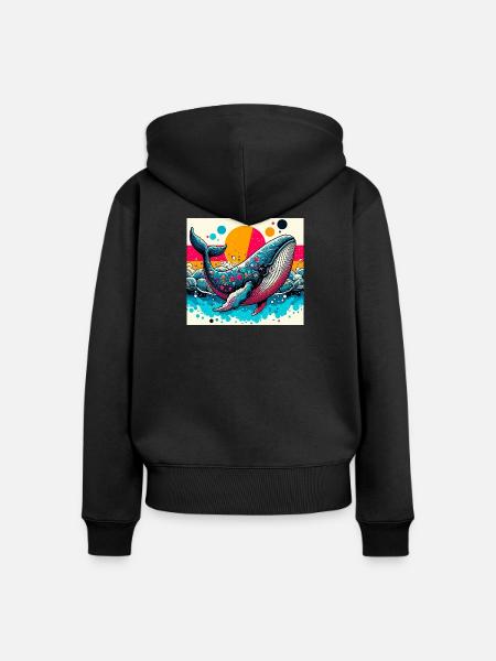 Wal - Frauen Premium Bio Zip Hoodie - Schwarz