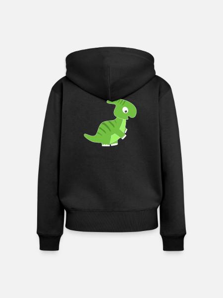 Grüner Dinosaurier Kinderdesign - Frauen Premium Bio Zip Hoodie - Schwarz