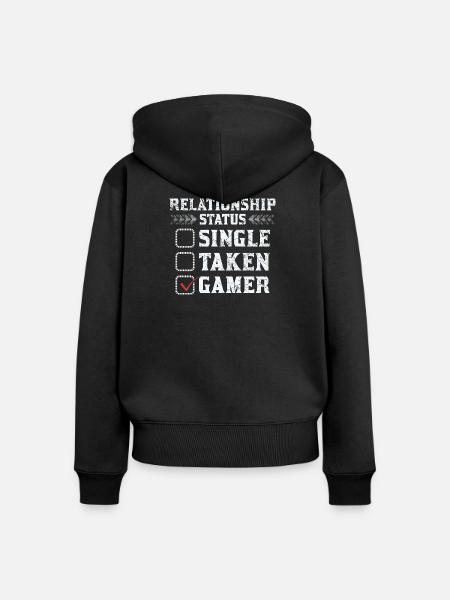 Gamer Beziehungsstatus Shirt - Frauen Premium Bio Zip Hoodie - Schwarz