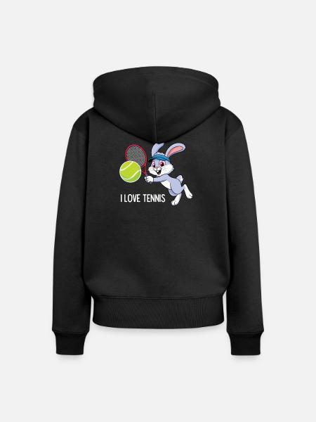 Ich liebe Tennis. - Frauen Premium Bio Zip Hoodie - Schwarz