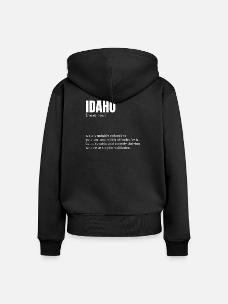 Idaho Kartoffeln Typografie - Frauen Premium Bio Zip Hoodie - Schwarz