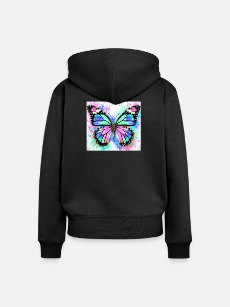 Schmetterling - Frauen Premium Bio Zip Hoodie - Schwarz