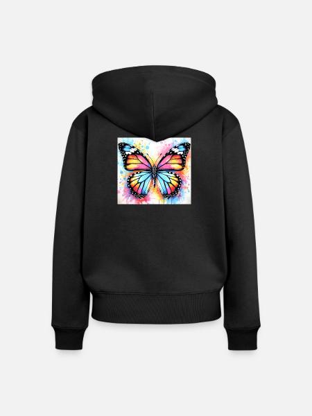 Schmetterling - Frauen Premium Bio Zip Hoodie - Schwarz