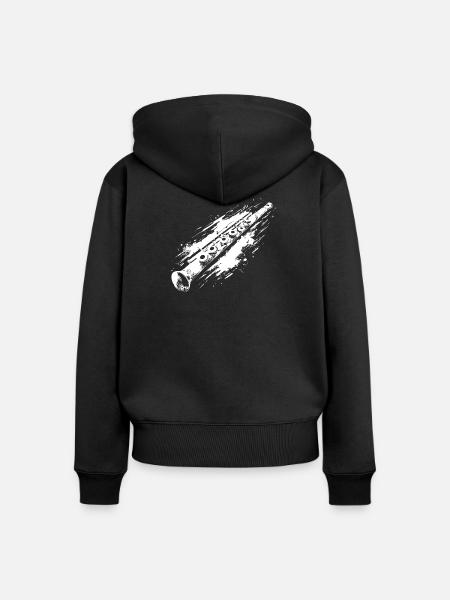 Flöte Graffiti - Frauen Premium Bio Zip Hoodie - Schwarz