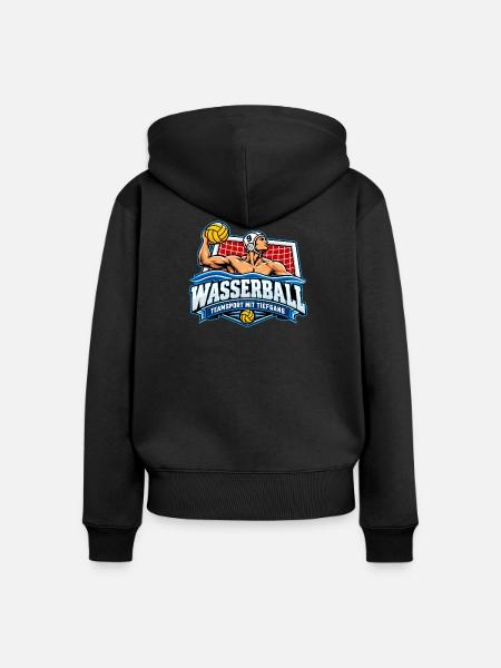 Wasserball Teamlogo Tiefgang - Frauen Premium Bio Zip Hoodie - Schwarz