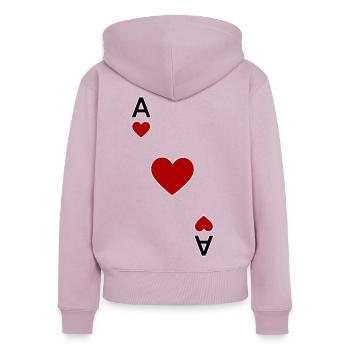 Carte à jouer as de cœur - Sweat à capuche zippé Premium bio Femme - rose poudré - Dos - Julia (174cm)