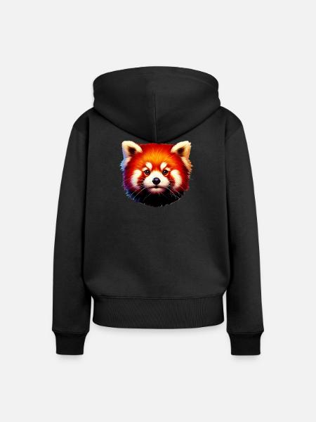 Kleiner Panda - Frauen Premium Bio Zip Hoodie - Schwarz