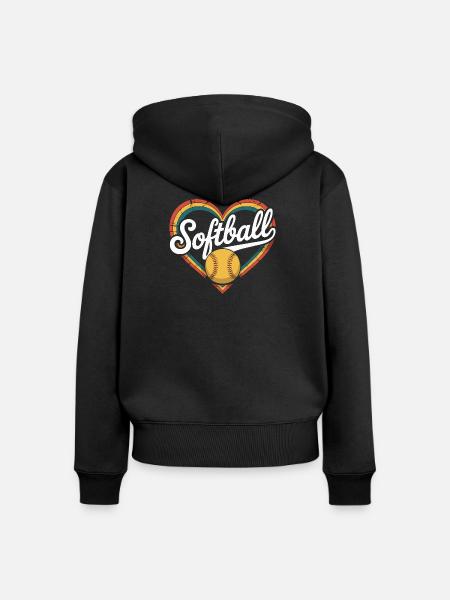 Herz Softball - Frauen Premium Bio Zip Hoodie - Schwarz
