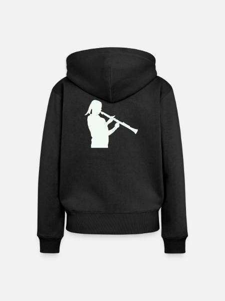 Silhouette mit Klarinette - Frauen Premium Bio Zip Hoodie - Schwarz