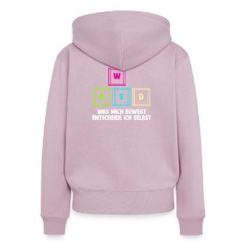 Jeu vidéo Gamer Gaming - Sweat à capuche zippé Premium bio Femme - rose poudré - Dos - Julia (174cm)