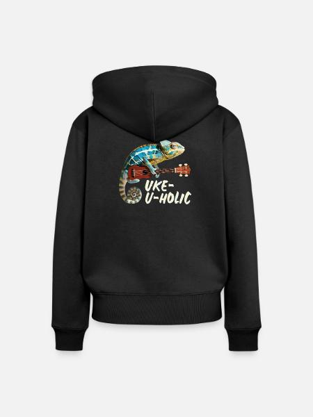 Chamäleon Uke-u-holic - Frauen Premium Bio Zip Hoodie - Schwarz