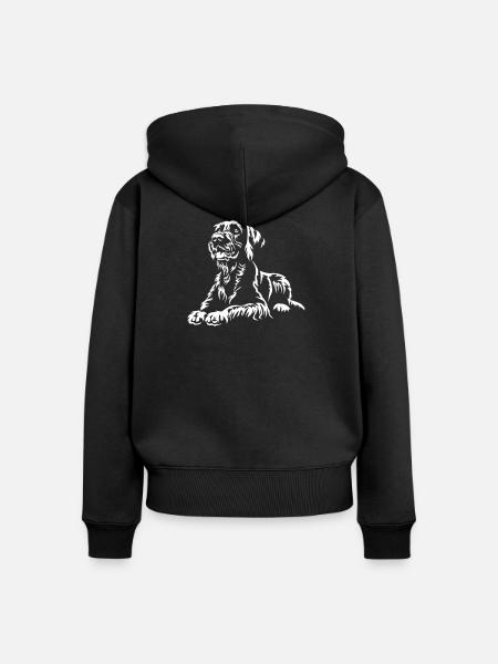 Deutsch Drahthaar "Black Edition" - Frauen Premium Bio Zip Hoodie - Schwarz