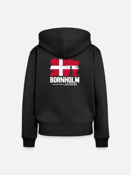 Bornholm Verliebt - Frauen Premium Bio Zip Hoodie - Schwarz