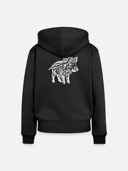 Wildschwein Frischlinge Geschenk - Frauen Premium Bio Zip Hoodie - Schwarz
