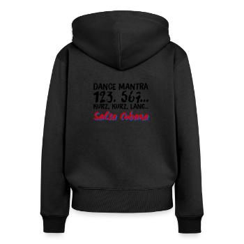 Salsa Shirt Dance Mantra - Frauen Premium Bio Zip Hoodie - Schwarz - Hinten - Julia (174cm)