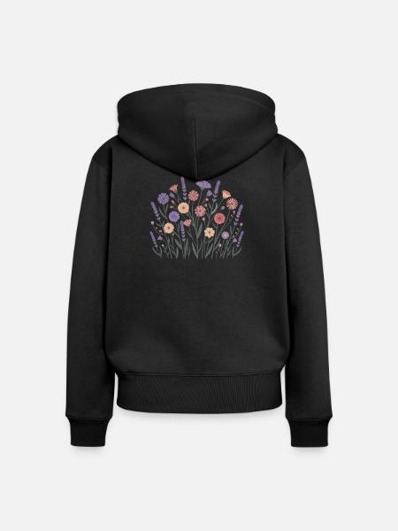 Boho Wildblumen – Blühende Harmonie - Frauen Premium Bio Zip Hoodie - Schwarz