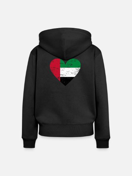 UAE Heart - Frauen Premium Bio Zip Hoodie - Schwarz