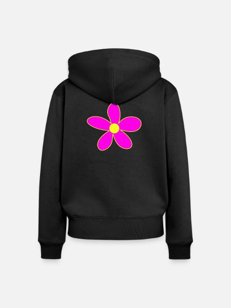 Neonpink Blütenzauber Gelbe Mitte - Frauen Premium Bio Zip Hoodie - Schwarz