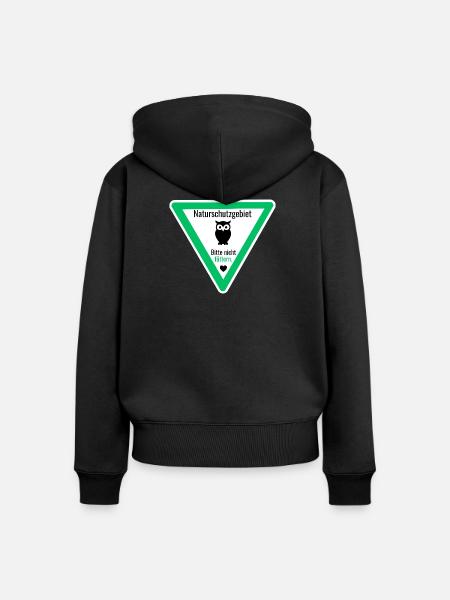 Naturschutzgebiet Nachteule Bitte nicht füttern - Frauen Premium Bio Zip Hoodie - Schwarz
