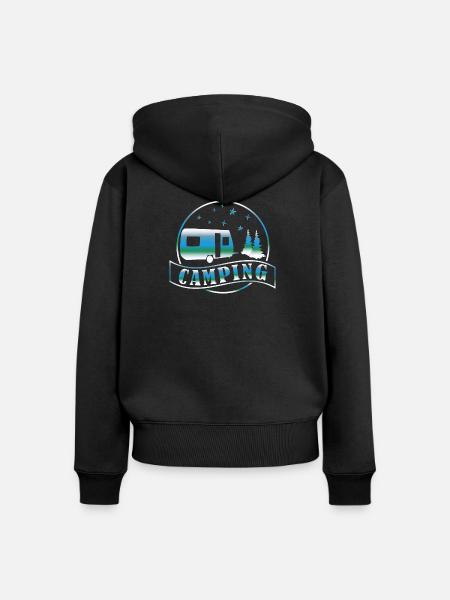 Camping Caravan Wald - Frauen Premium Bio Zip Hoodie - Schwarz
