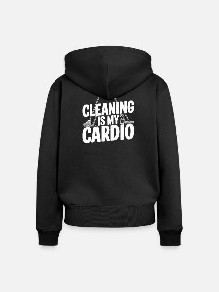 Putzen ist mein Cardio - Frauen Premium Bio Zip Hoodie - Schwarz
