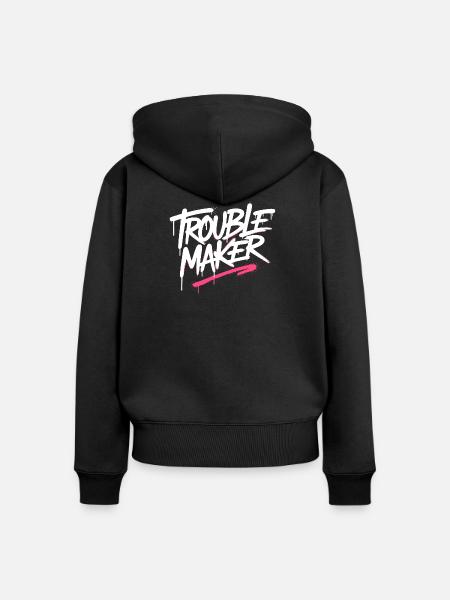 Troublemaker Frechdachs Rabauke Geschwister Kinder - Frauen Premium Bio Zip Hoodie - Schwarz