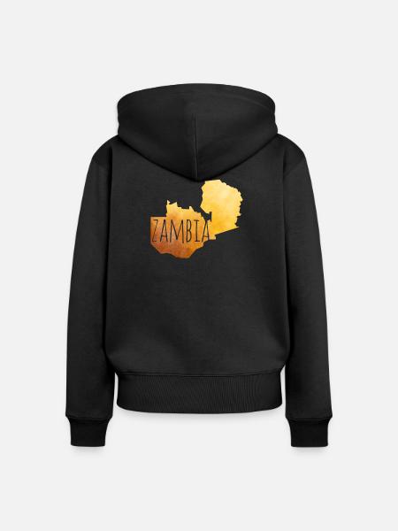 Zambia - Frauen Premium Bio Zip Hoodie - Schwarz