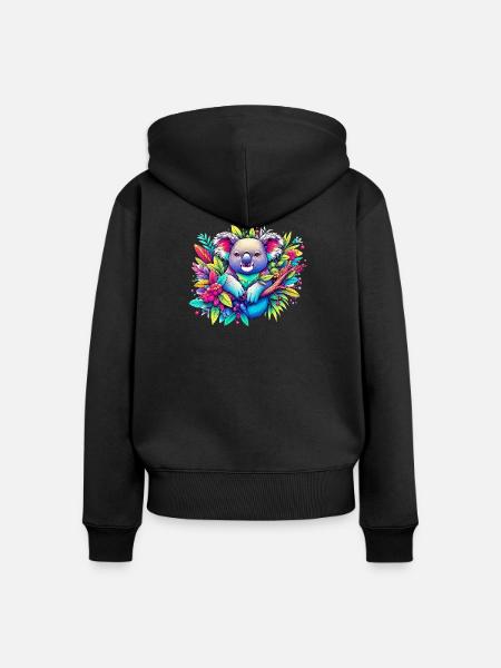 Koala - Frauen Premium Bio Zip Hoodie - Schwarz