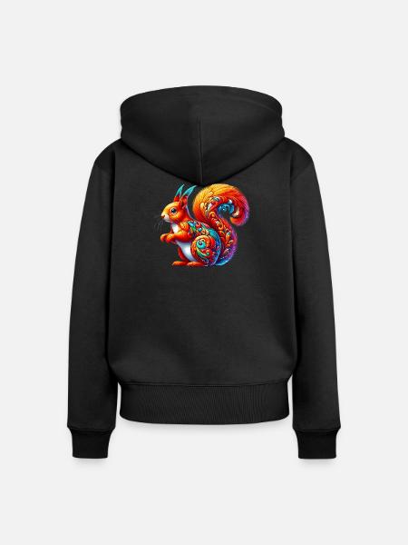 Eichhörnchen - Frauen Premium Bio Zip Hoodie - Schwarz