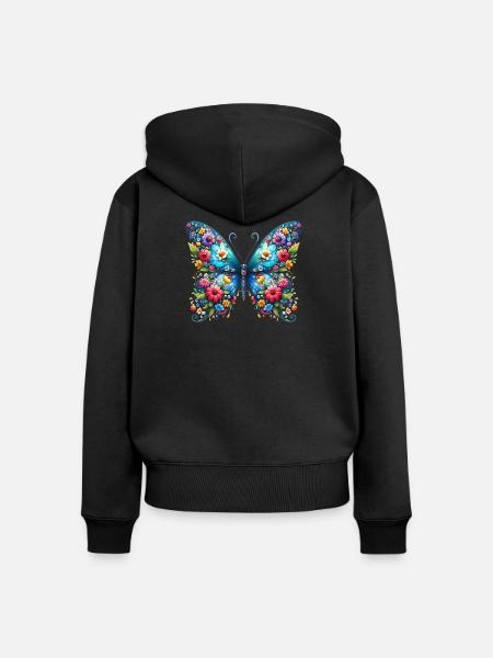 Schmetterling - Frauen Premium Bio Zip Hoodie - Schwarz
