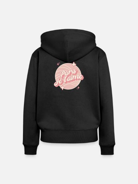 paris Ich liebe dich - Frauen Premium Bio Zip Hoodie - Schwarz