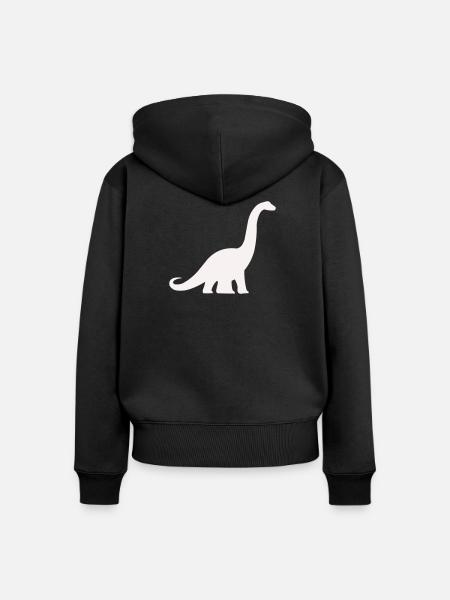 Langhals Dino Silhouette - Frauen Premium Bio Zip Hoodie - Schwarz