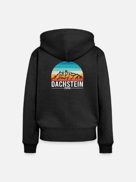Dachstein Ramsau Österreich Retro Sunset - Frauen Premium Bio Zip Hoodie - Schwarz