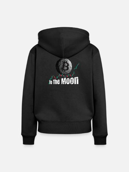 Bitcoin to the Moon - Frauen Premium Bio Zip Hoodie - Schwarz