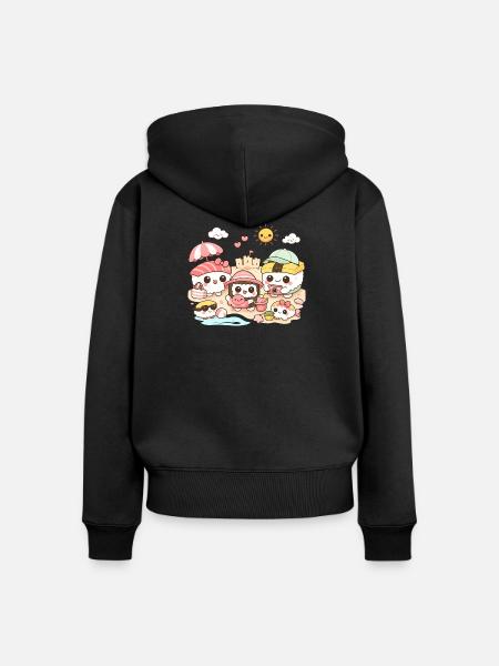 Kawaii Strandfreunde Sushi - Frauen Premium Bio Zip Hoodie - Schwarz