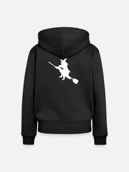 Hexe auf Besen Silhouette - Frauen Premium Bio Zip Hoodie - Schwarz