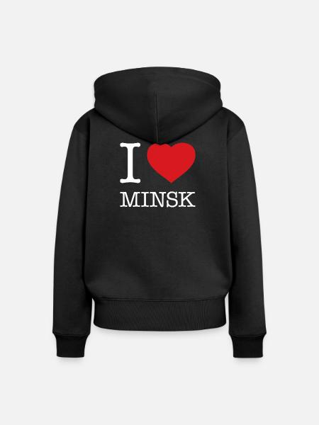I LOVE MINSK - Frauen Premium Bio Zip Hoodie - Schwarz