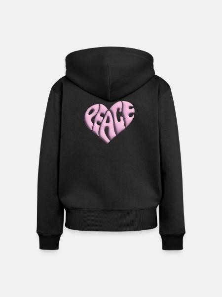 Peace Herz 3d pink - Frauen Premium Bio Zip Hoodie - Schwarz