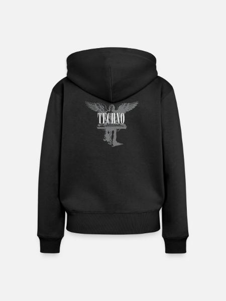 Techno Angel Keyboard - Frauen Premium Bio Zip Hoodie - Schwarz