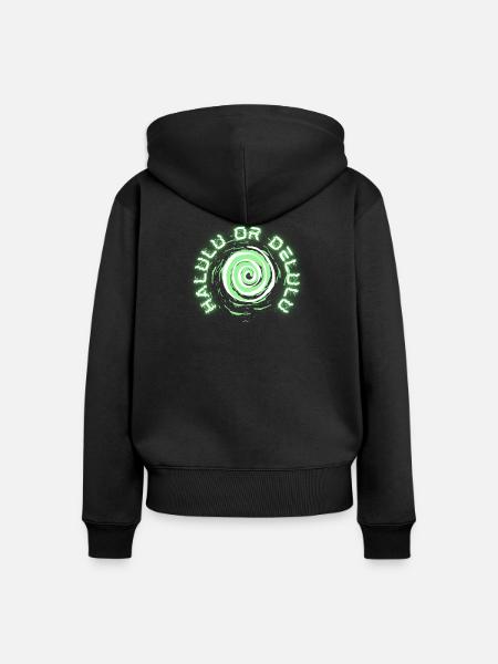 Halulu_or_delulu - Frauen Premium Bio Zip Hoodie - Schwarz