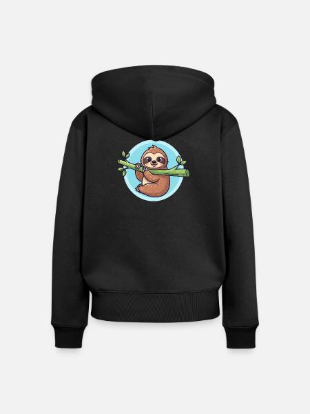 Faultier - Frauen Premium Bio Zip Hoodie - Schwarz