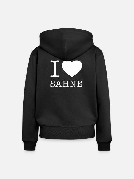 I love Sahne - Frauen Premium Bio Zip Hoodie - Schwarz