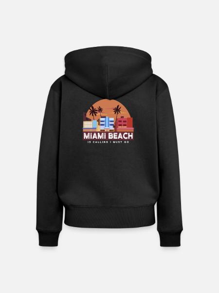 Miami Beach Retro Skyline - Frauen Premium Bio Zip Hoodie - Schwarz