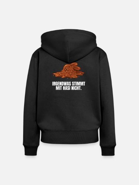 Irgendwas stimmt mit Hasi nicht - Frauen Premium Bio Zip Hoodie - Schwarz