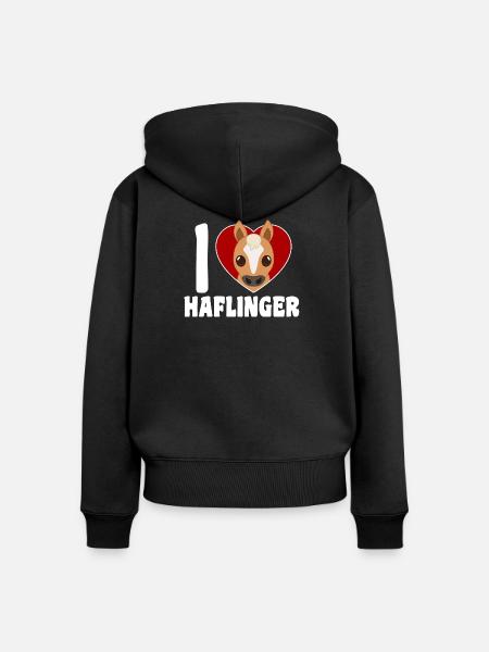 Ich liebe Haflinger - Herz - Frauen Premium Bio Zip Hoodie - Schwarz