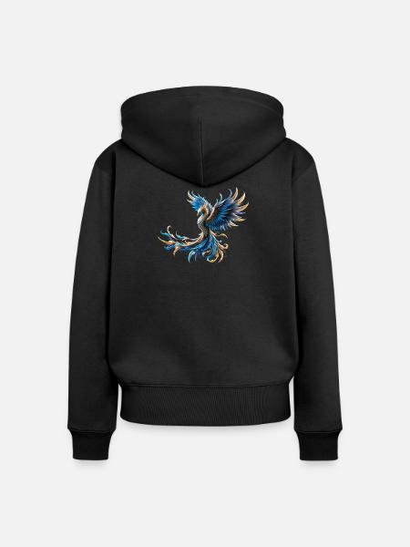 Feuerblauer Phönix - Frauen Premium Bio Zip Hoodie - Schwarz